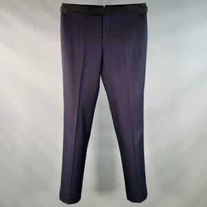 HADLEIGH'S Size 30 Navy Black Two Toned Wool Side Tabs Tapered Dress Pants